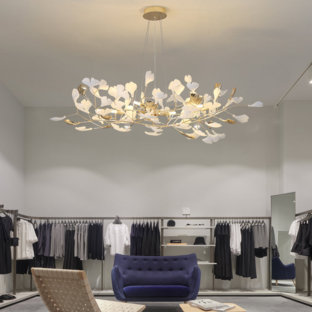 Jarn Suspension Feuille/Multi Moderne Métal/Céramique Doré/Blanc Salon - Neutralighting