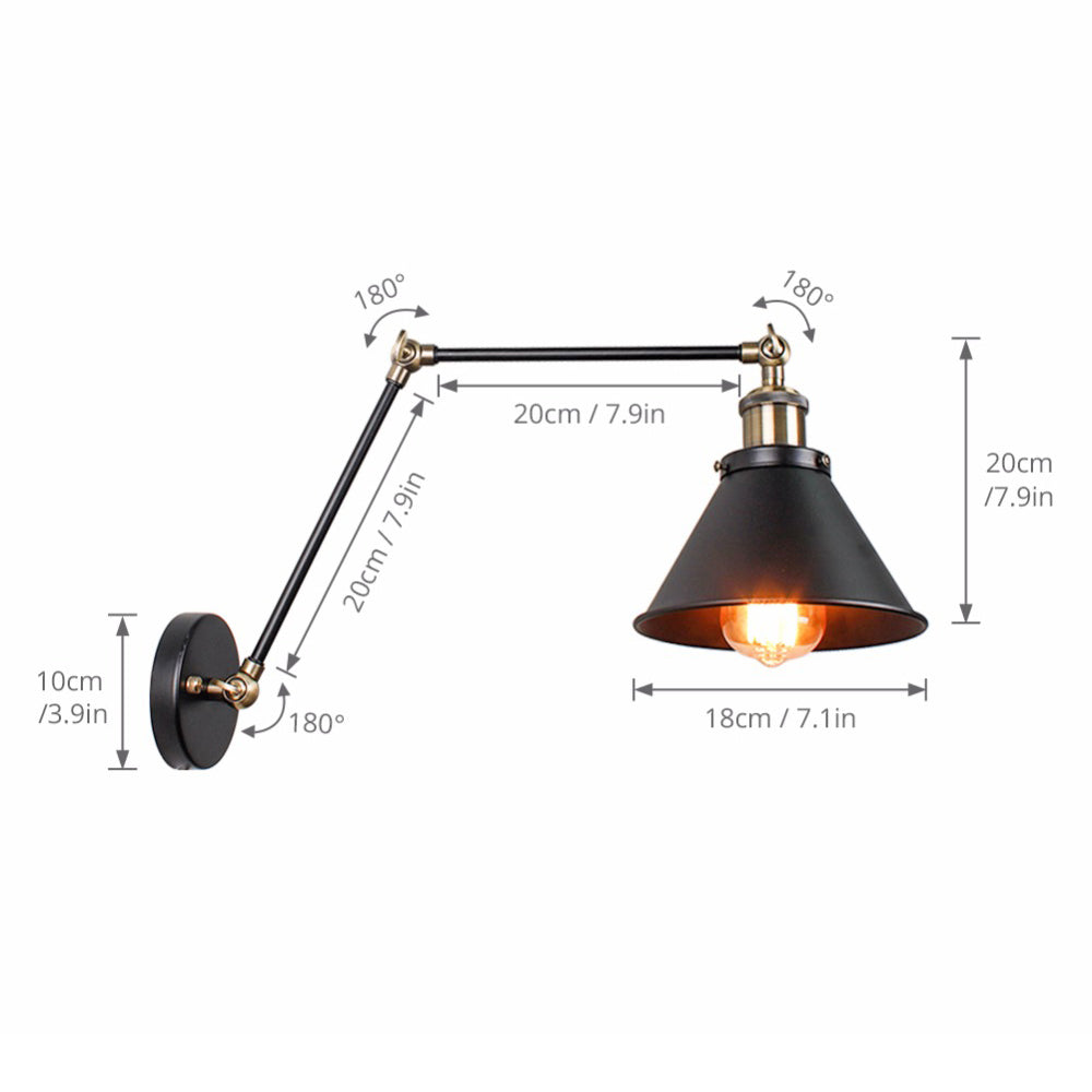 Epoch Applique Murale Cône Vintage, Industrielle, Métal, Noir, Salon - Neutralighting