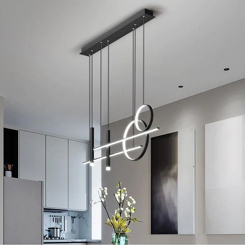 Arisha Suspension Linéaire Moderne, Métal/Acrylique/Gel de Silice, Noir/Doré,Salon - Neutralighting