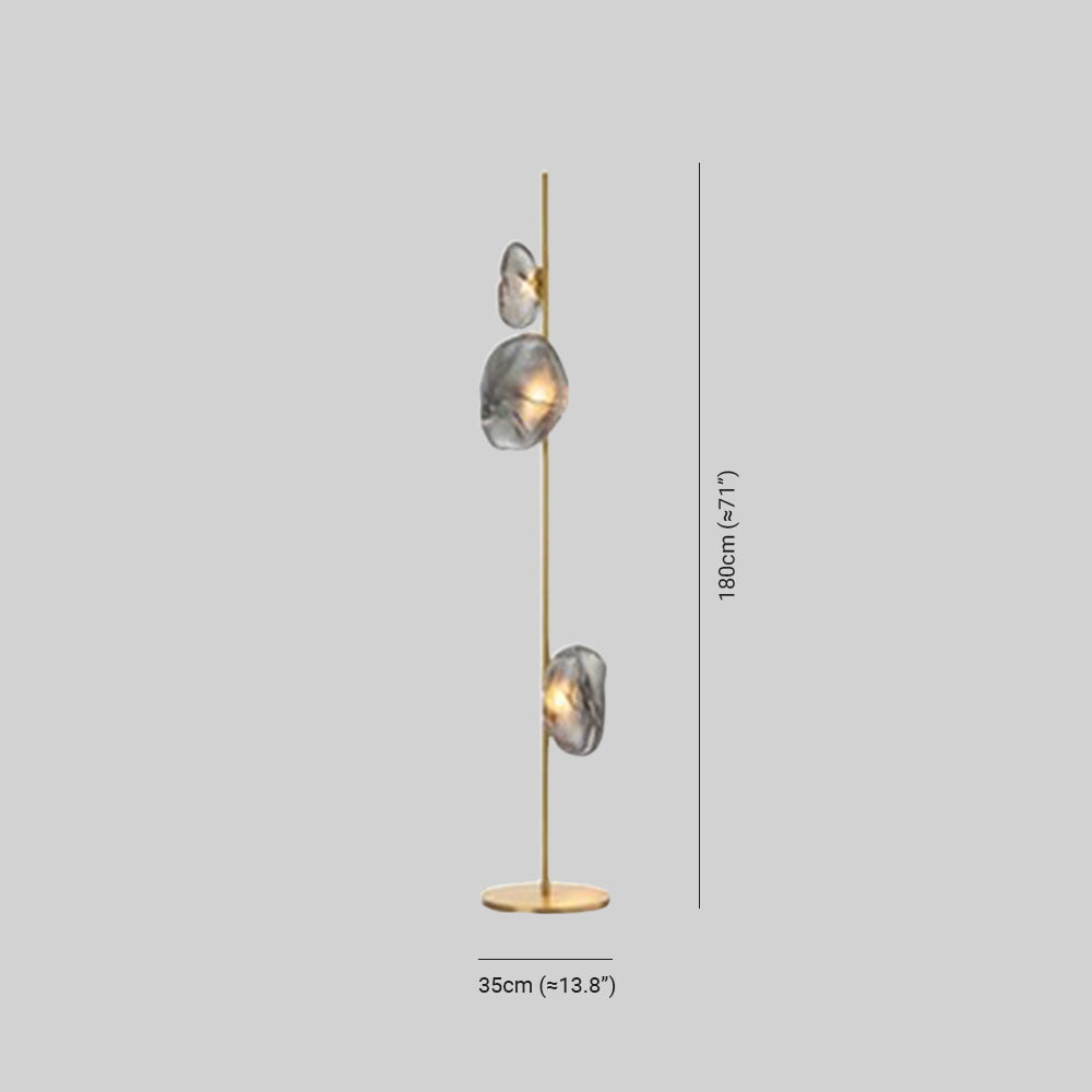 Avi Design Lampadaire Fleur Nordique Métal/Verre Noir/Or/Gris Chambre/Salon