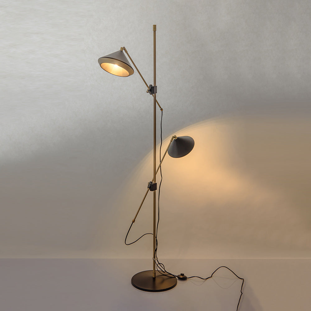 Arisha Design Lampadaire Dôme Vintage Métal Noir/Laiton Salon/Chambre