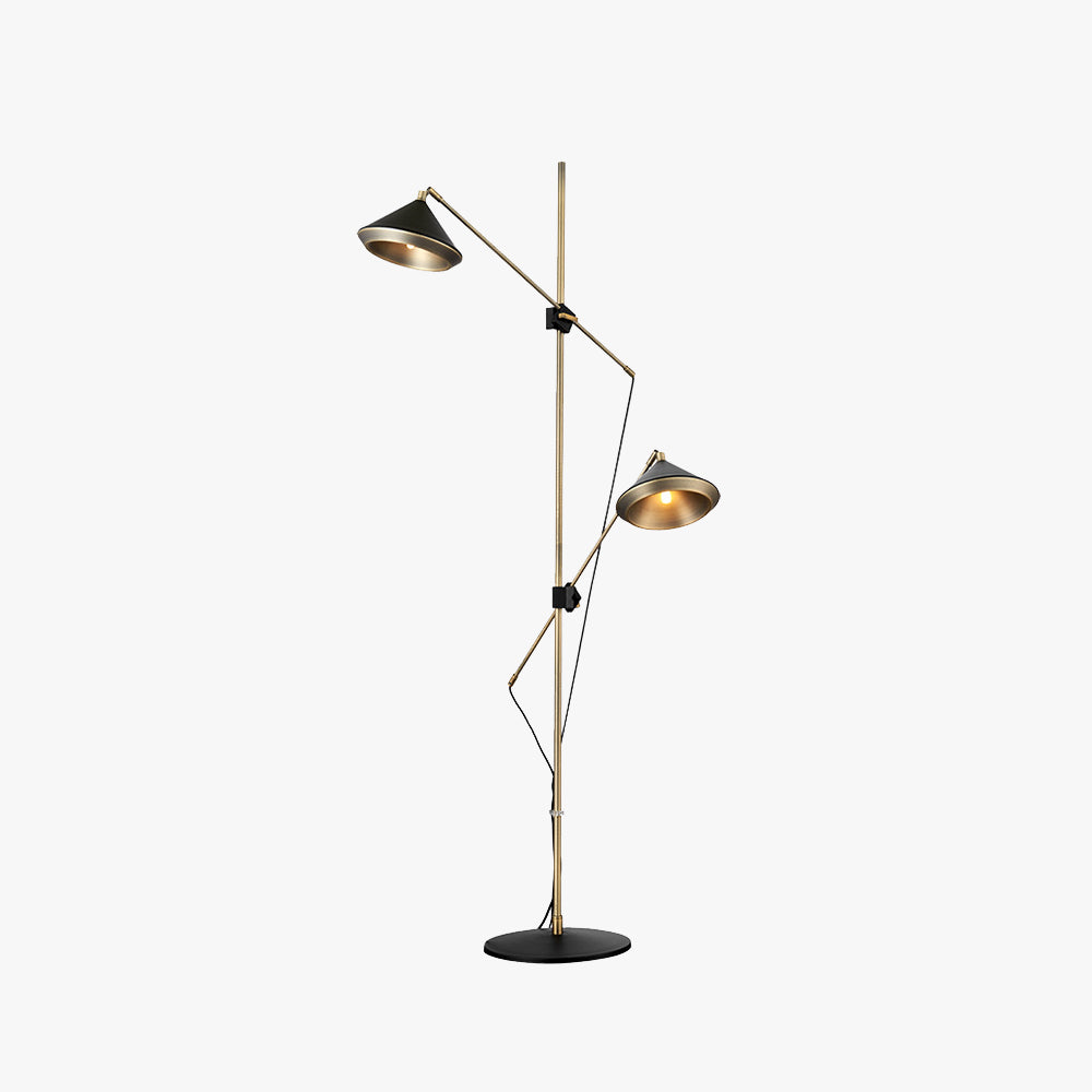 Arisha Design Lampadaire Dôme Vintage Métal Noir/Laiton Salon/Chambre