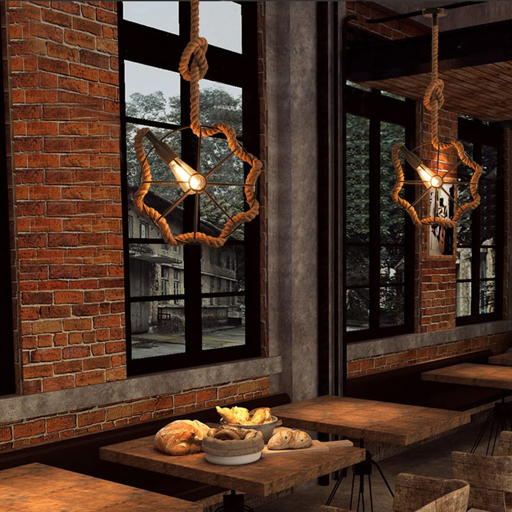 Epoch Suspension LED Rétro en Métal Noir/Barre de Corde/Salon - Neutralighting