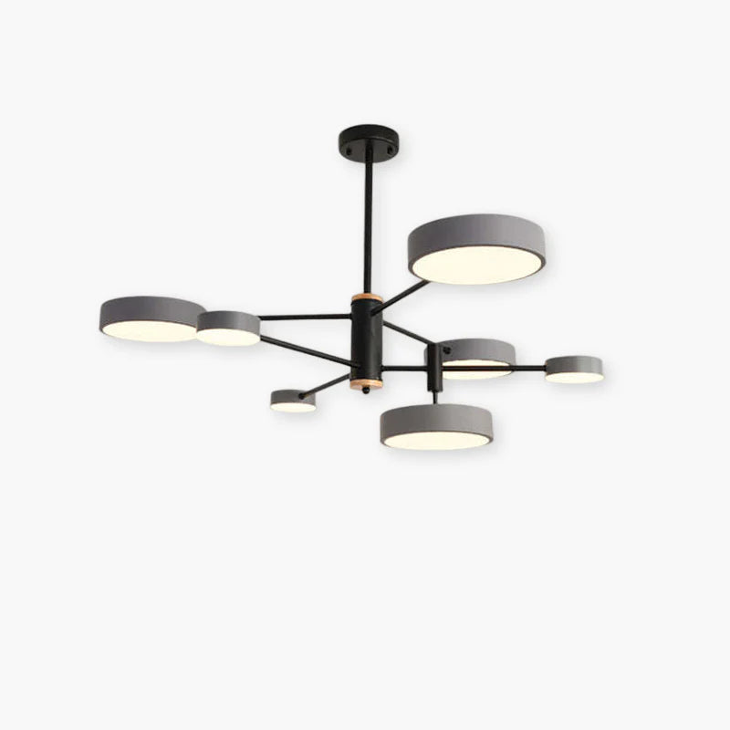 Arisha Suspension Ronde/Linéaire Moderne, Métal/Bois, Doré/Blanc/Gris, Salon - Neutralighting