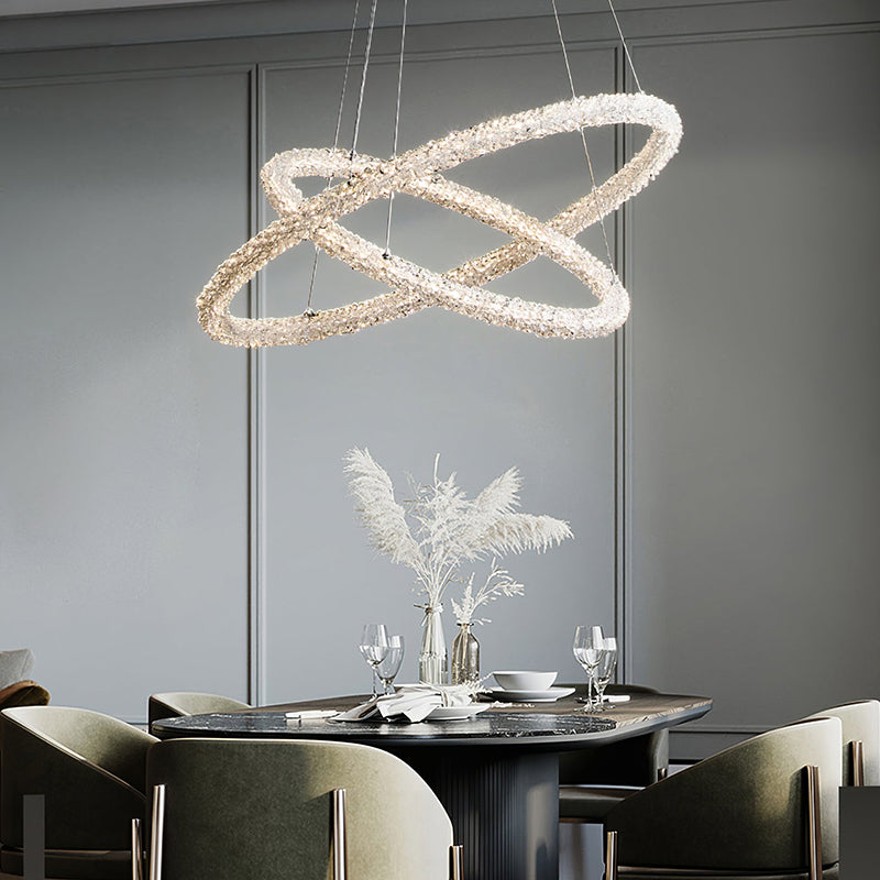 Kristy Suspension Anneau Minimaliste, Metal/Cristal, Blanc, Chambre - Neutralighting