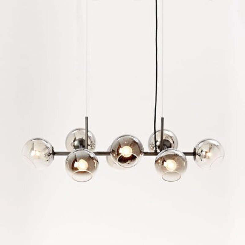 Valentina Suspension Boule Moderne Métal/Verre Noir/Doré Salon