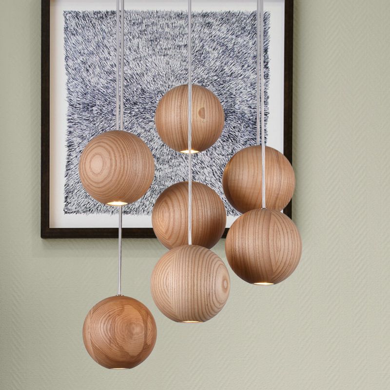 Muto Ball Cluster LED Suspension Bois Salon Chambre à coucher - Neutralighting