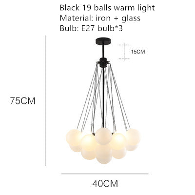 Valentina Lustre Globe Modenre, Fer/Verre, Noir/Blanc, Salon - Neutralighting