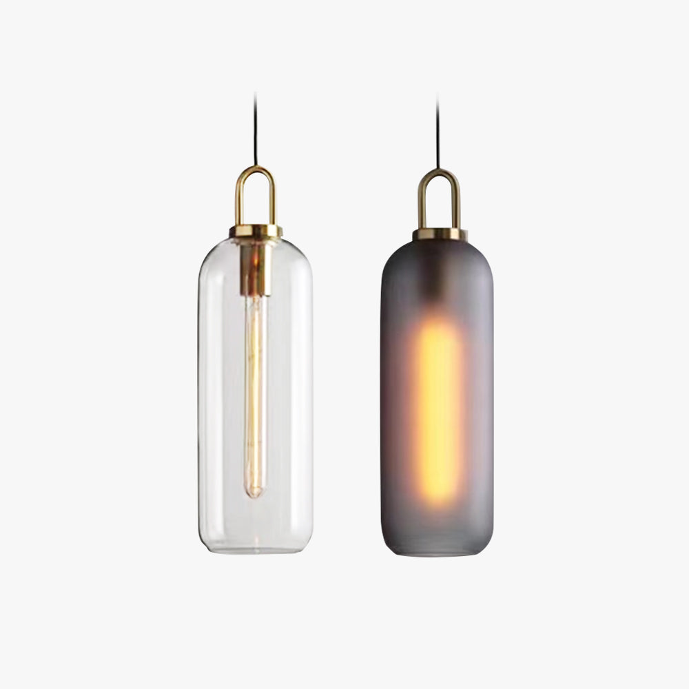 Valentina Luminaires Suspensions Cylindre Moderne Métal/Verre Gris Fumé/Clair Salon/Bureau - Neutralighting