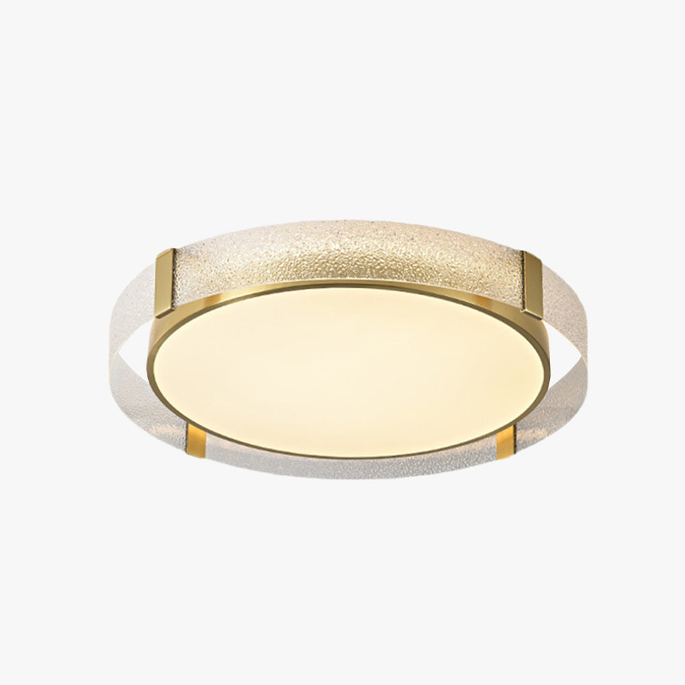 Arisha Plafonnier Rond Moderne, Cuivre/Verre, Doré, Salon