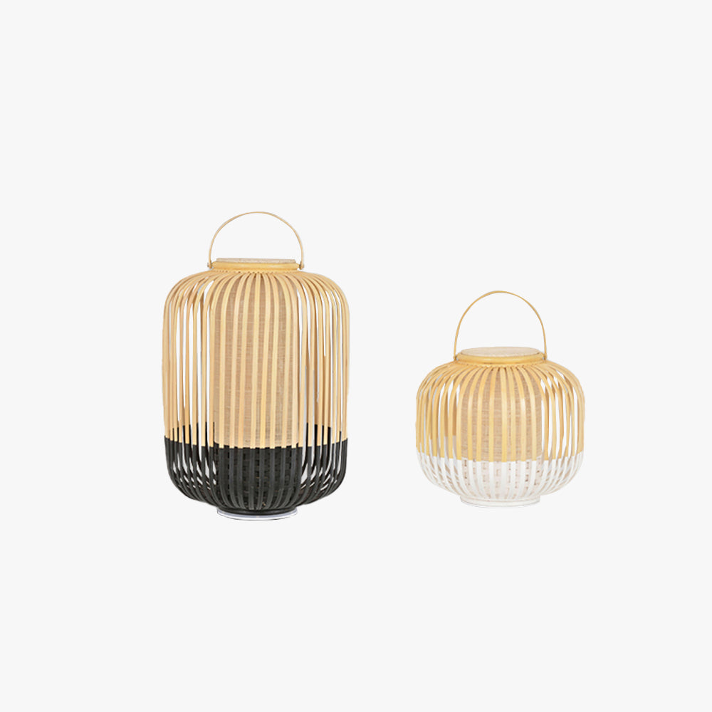 Ritta Vintage LED Lampadaire Noir/Blanc Bambou/Acrylique Extérieur - Neutralighting