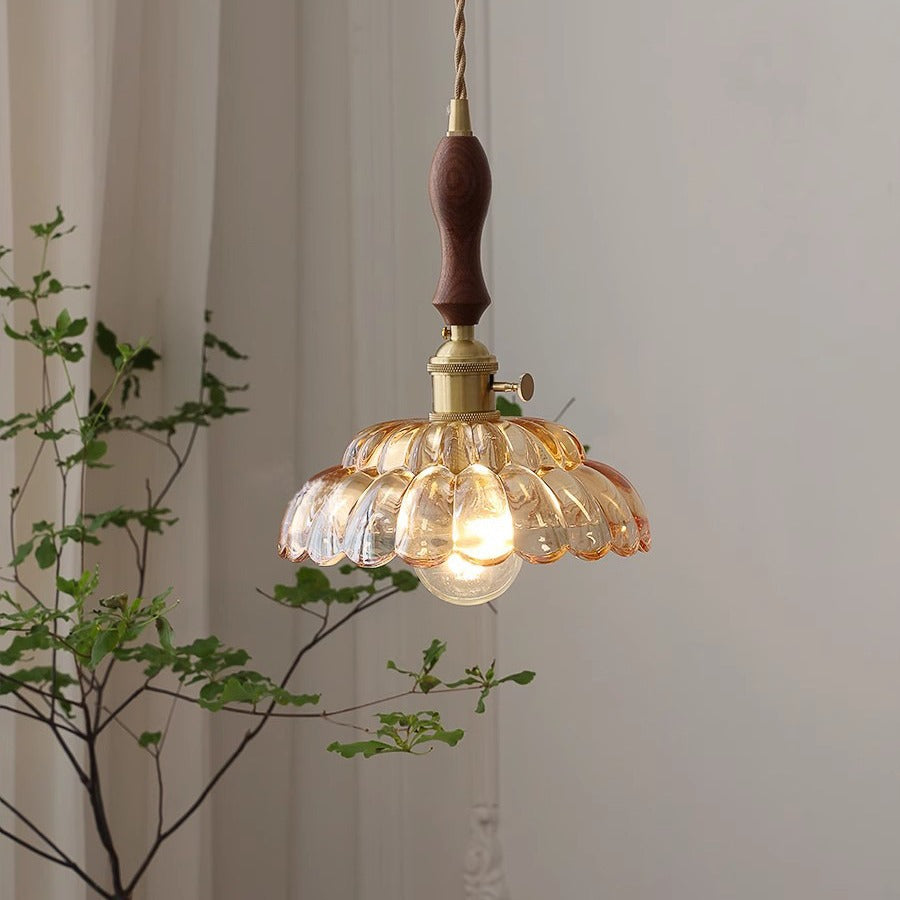 Valentina Moderne LED Suspension Bois Métal/Verre Chambre À Coucher - Neutralighting