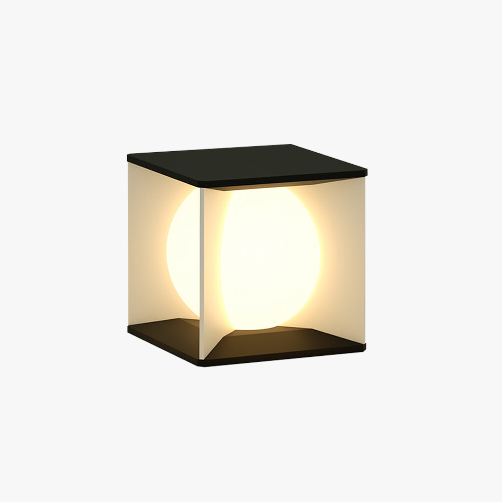 Aria Lampe de Poteau Lune Moderne, Métal/Acrylique, Noir, Cour - Neutralighting