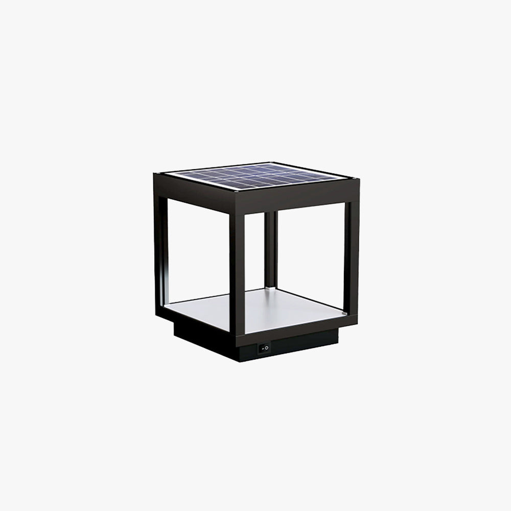 Ray Lampadaire Carré Minimaliste, Métal, Noir, Extérieur - Neutralighting