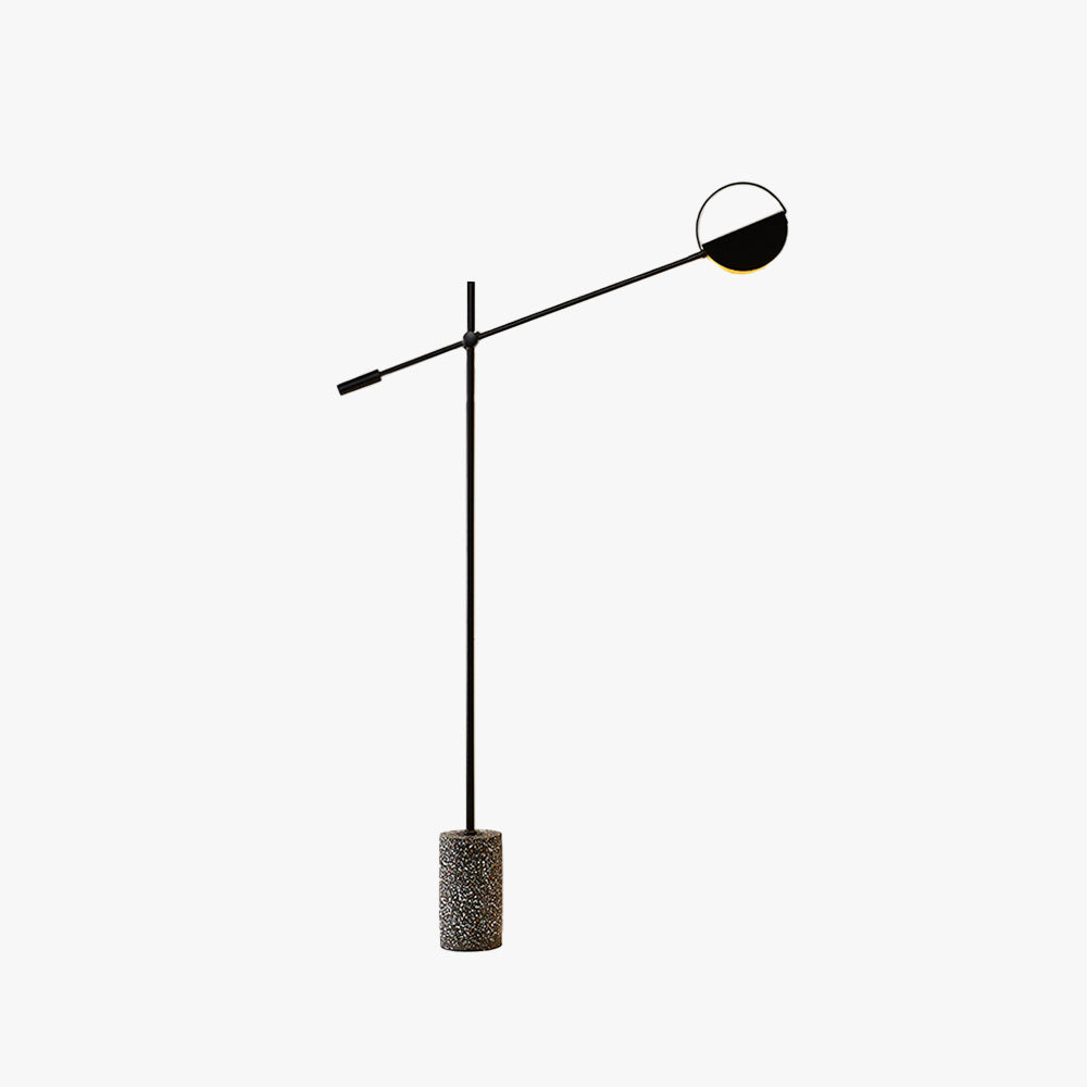 Mira Lampadaire Linéaire/Hémicycle Minimaliste Métal/Terrazzo Noir/Doré Salon