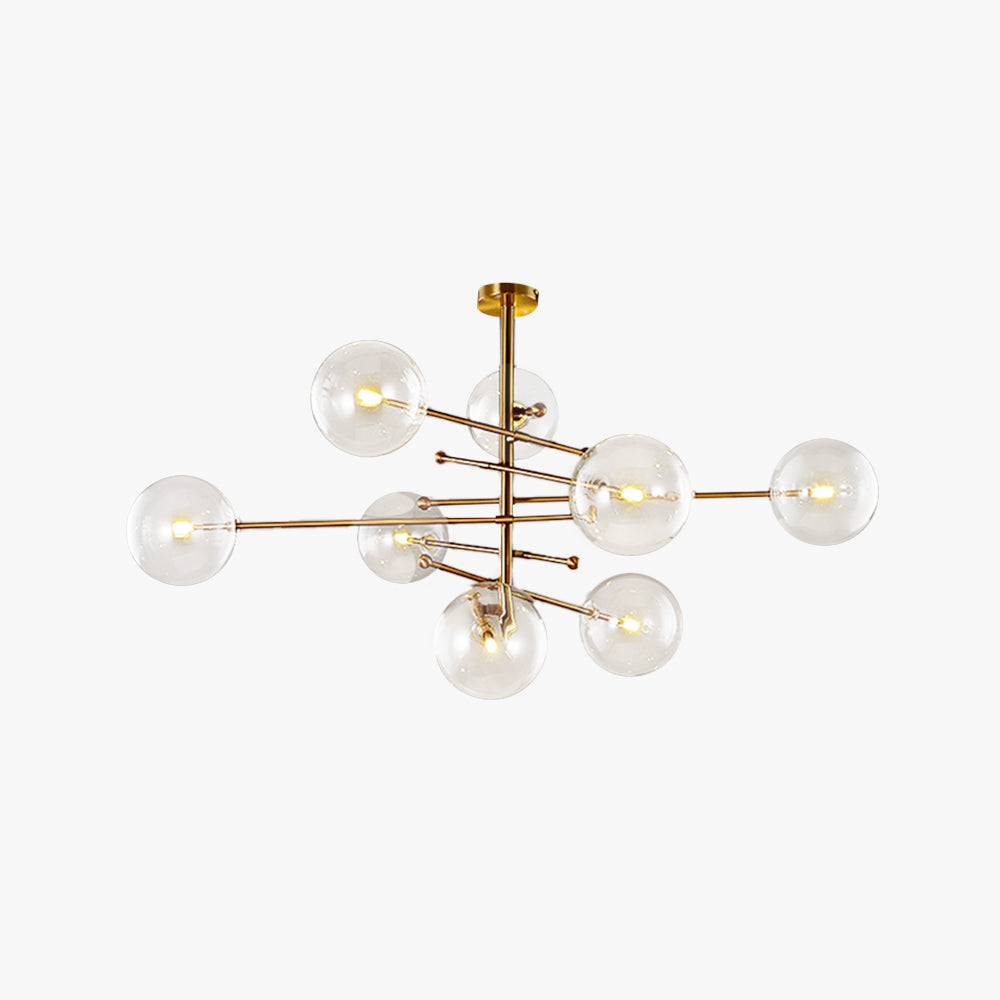 Valentina Lustre Multi Moderne, Métal/Verre, Noir/Doré, Salon - Neutralighting