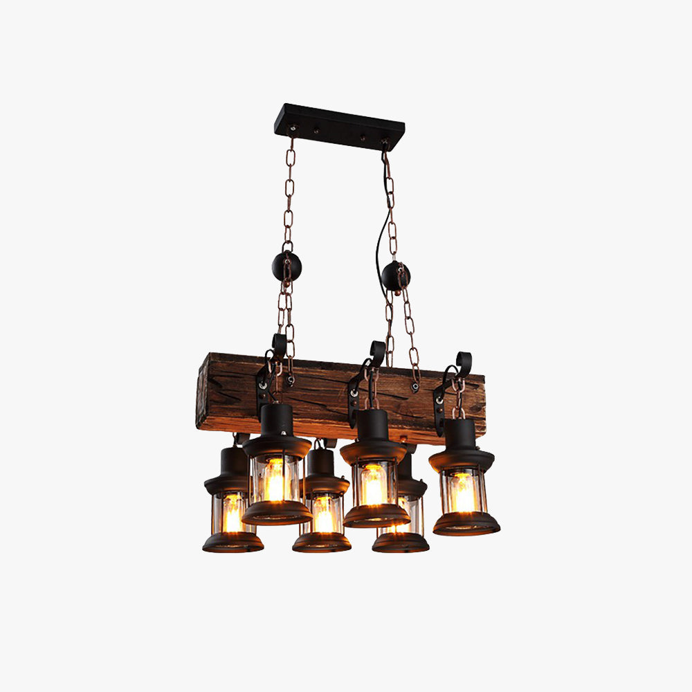 Epoch Suspension Rectangulaire Vintage, Metal/Bois, Marron, Chambre - Neutralighting