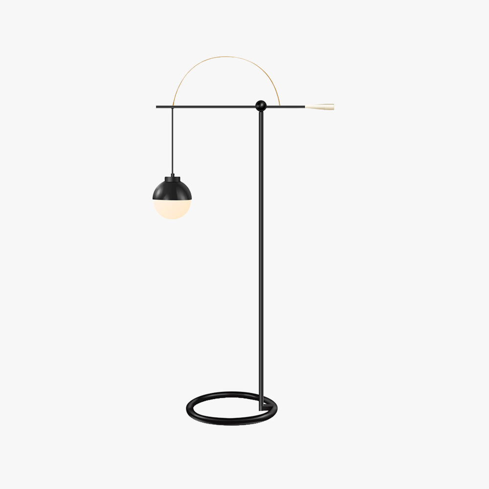 Valentina Design Lampadaire Rond Nordique Métal/Verre Noir Bureau/Chambre
