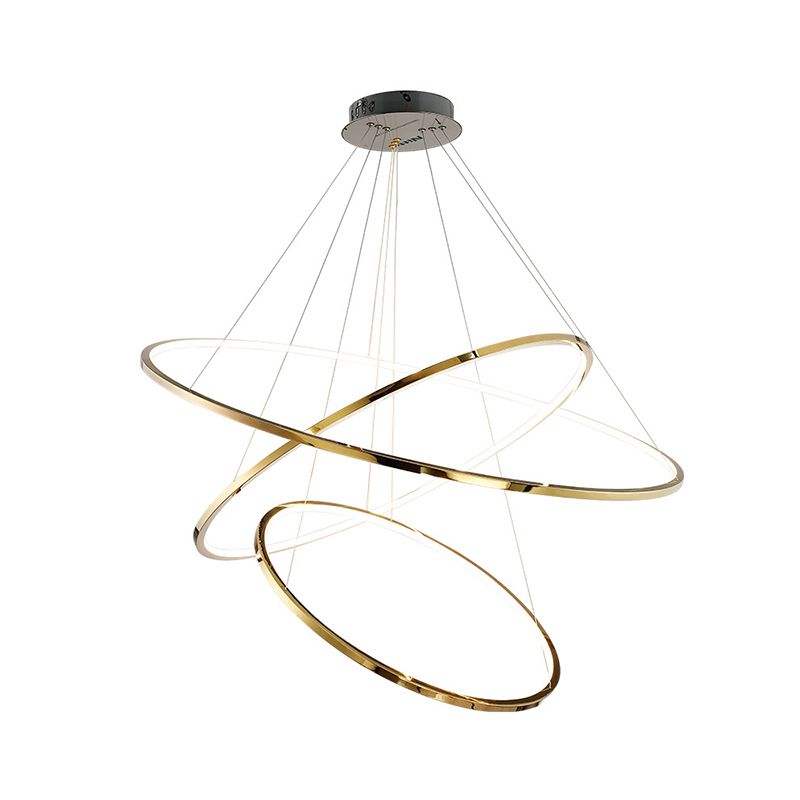 Arisha Grande Design LED Luminaires Suspensions Anneau Moderne Acrylique Doré Salon - Neutralighting