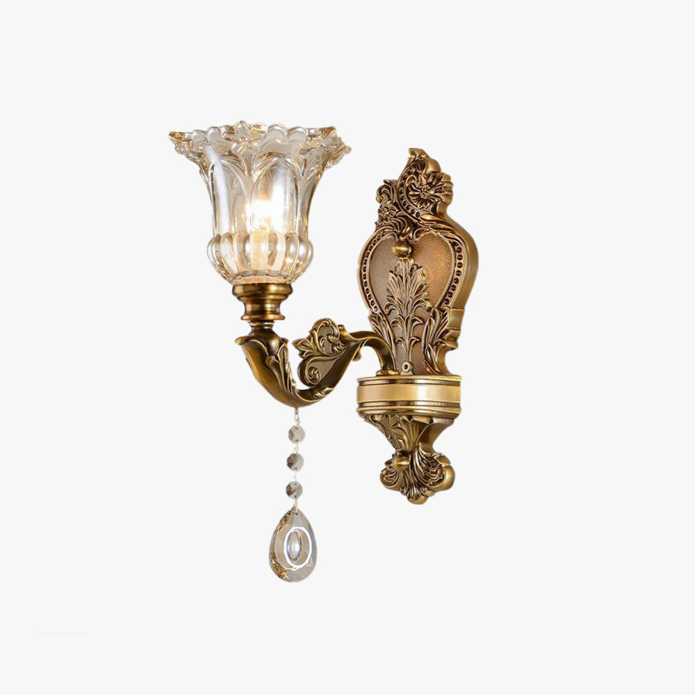 Ray Design Floral Applique Murale Fleur Vintage LED Métal/Verre Bronze Chambre - Neutralighting