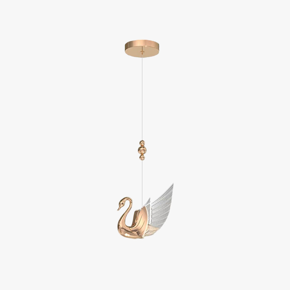 Arisha Design Luminaires Suspensions Cygne Moderne LED Métal/Acrylique Doré Rosé Salon - Neutralighting