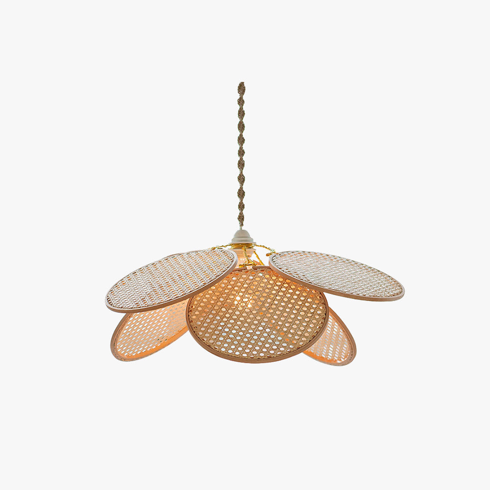 Ritta Suspension Petale Naturelle, Metal/Rotin, Bois, Chambre à Coucher - Neutralighting