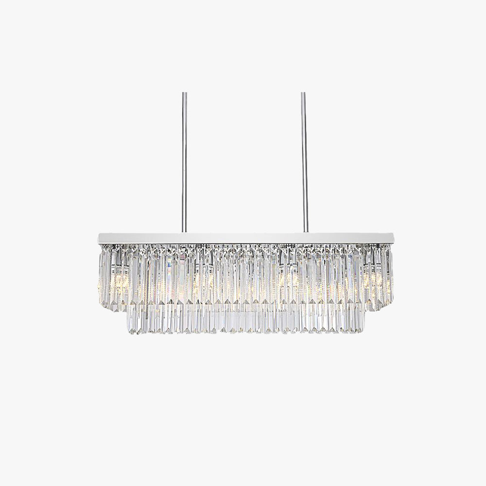 Kristy Design Luminaires Suspensions Rectangulaire Contemporain Métal/Cristal Blanc Salle à Manger/Salon - Neutralighting