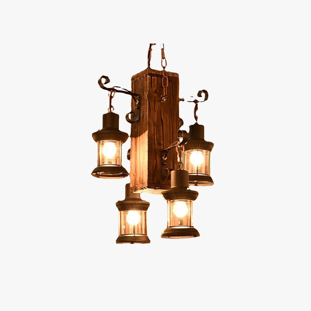 Epoch Suspension Rectangulaire Retro, Metal/Bois, Marron, Chambre - Neutralighting