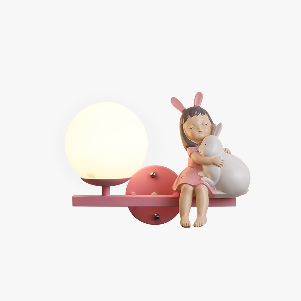 Aria Applique Murale Boule Moderne, Métal/Verre, Rose/Blanc, Chambre d'enfants - Neutralighting