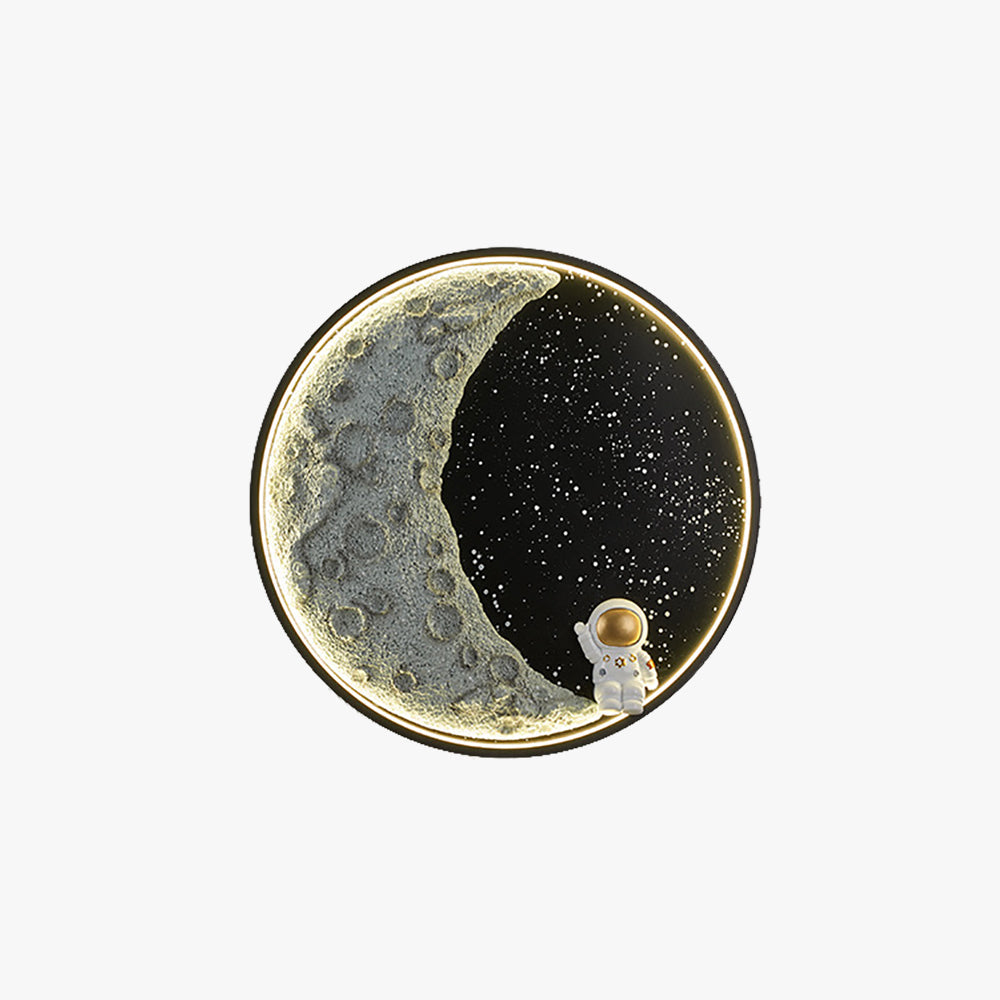 Aria Applique Murale Moderne Astronaute Lune, Métal, Noir, Chambre/Salon - Neutralighting