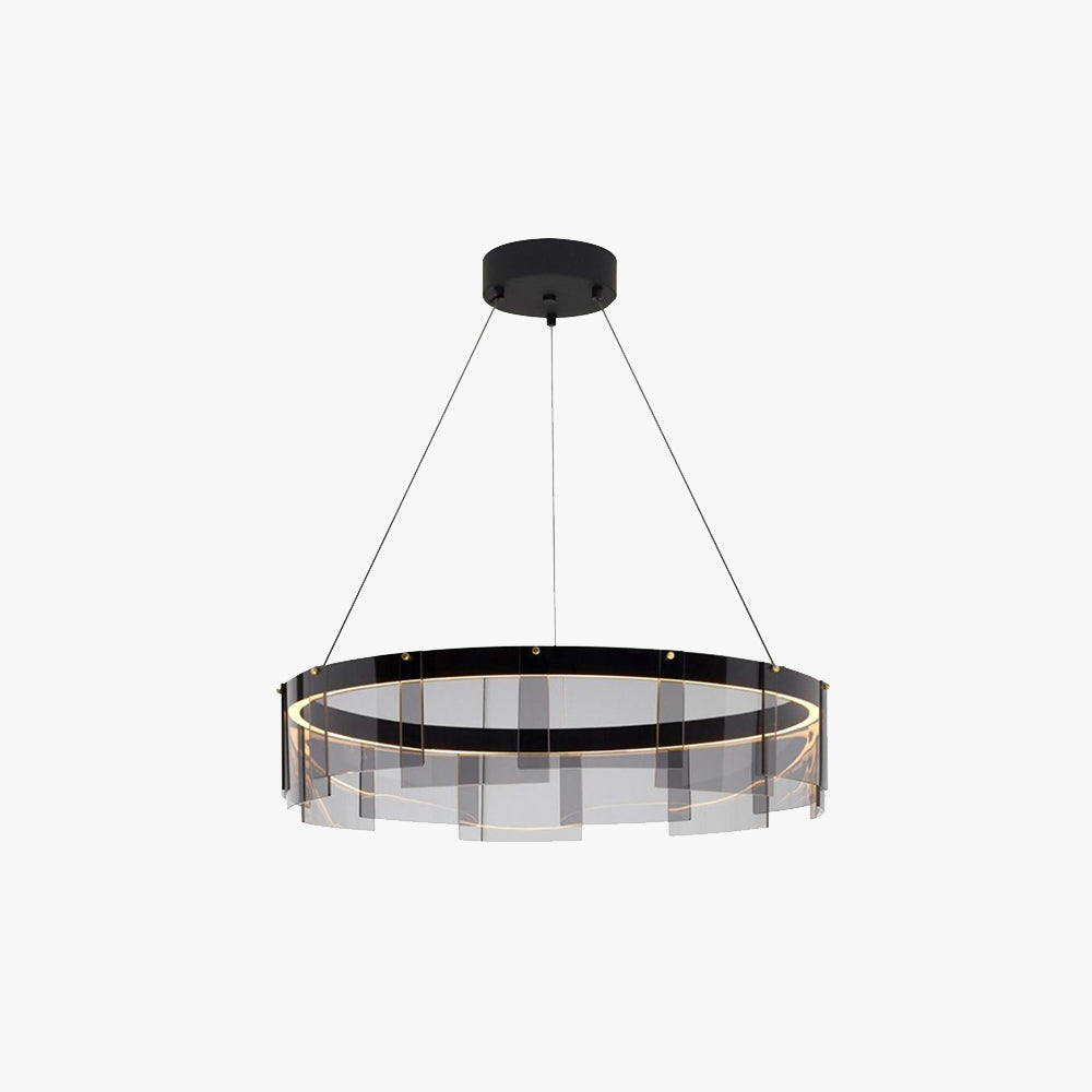 Arisha Suspension Anneau Moderne, Métal/Verre, Noir, Chambre à Coucher/Salon - Neutralighting