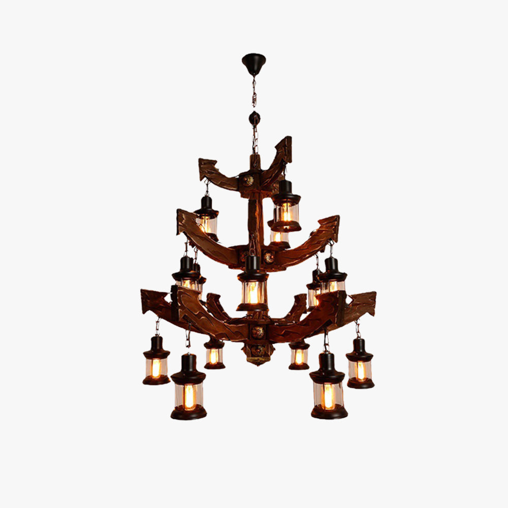 Epoch Lustre Vintage, Metal/Bois, Marron, Salon