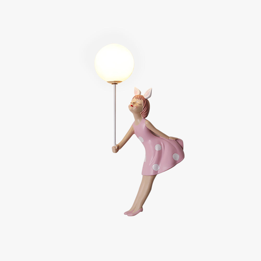 Aria Applique Murale Moderne en Forme de Ballon et de Fille, PV, Rose, Chambre à coucher - Neutralighting