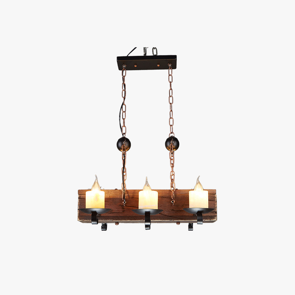 Epoch Suspension Sectangulaire Vintage, Metal/Bois, Marron, Salon - Neutralighting