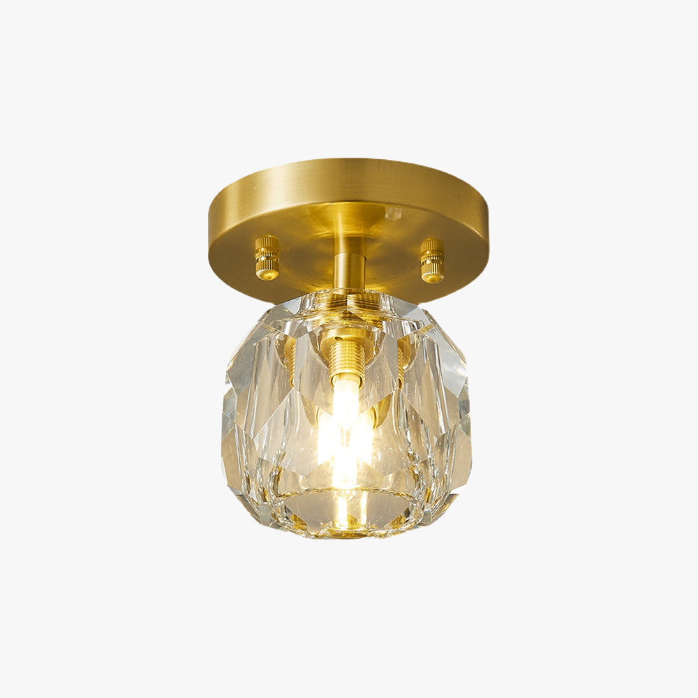 Kristy Plafonnier Diamant Cristal, Métal/Cristal, Doré, Salon - Neutralighting
