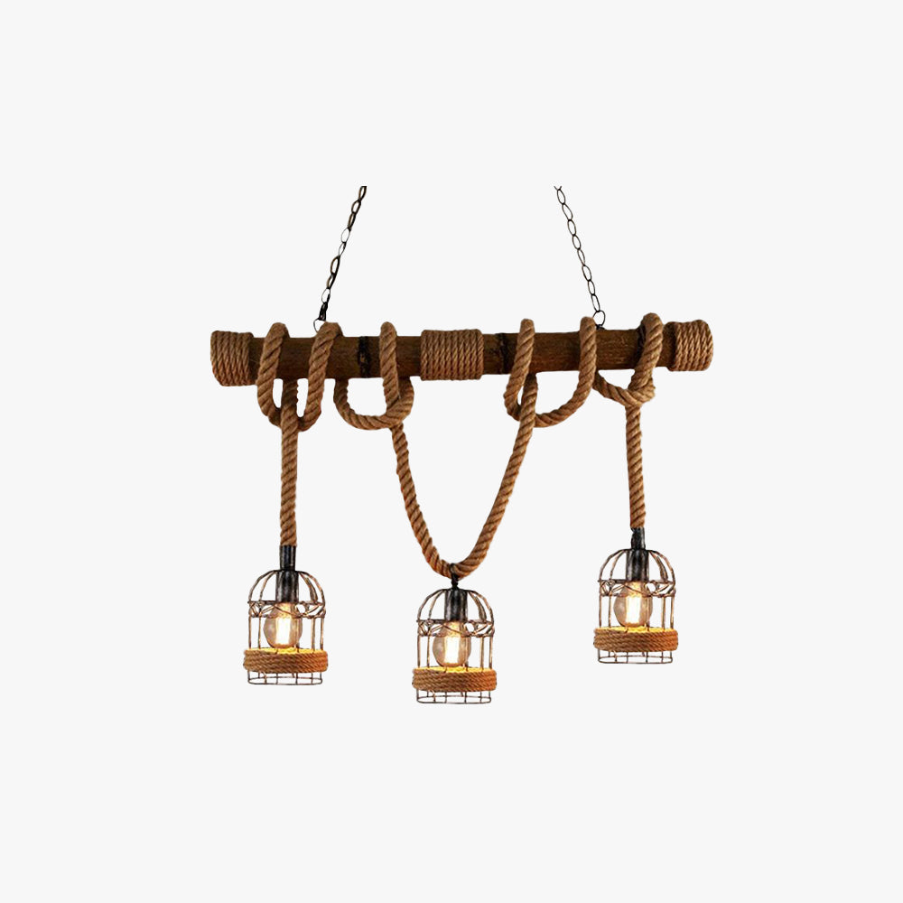 Silva Luminaires Suspensions Lanterne Vintage Métal/Bois Marron Salon/Chambre à Coucher - Neutralighting