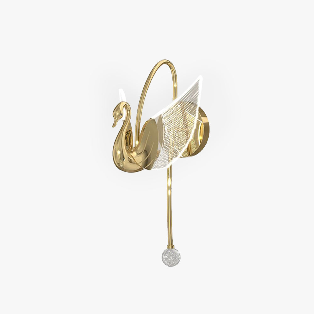 Arisha Applique Murale LED Design Cygne Art Deco Métal/Acrylique Or/Doré Rose Salon/Bureau - Neutralighting