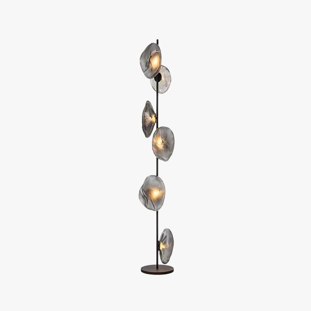 Avi Design Lampadaire Fleur Nordique Métal/Verre Noir/Or/Gris Chambre/Salon