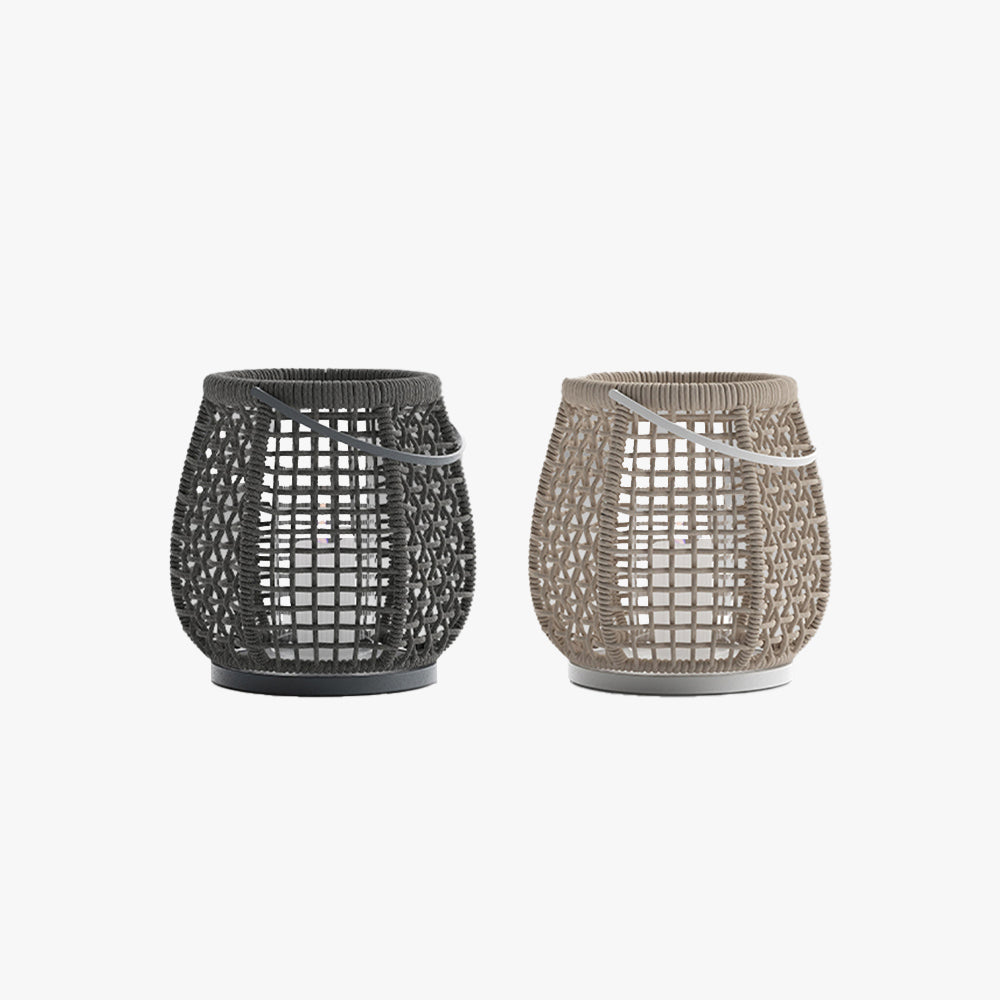 Ritta Vintage LED Lampadaire Métal/Rotin Noir/Beige Extérieur - Neutralighting