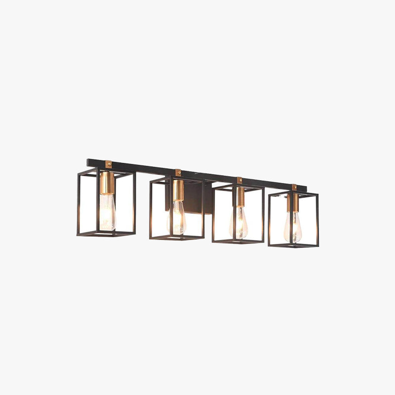 Silva Applique Murale à Miroir Carré Design LED Vintage Métal Noir Salle de Bain - Neutralighting