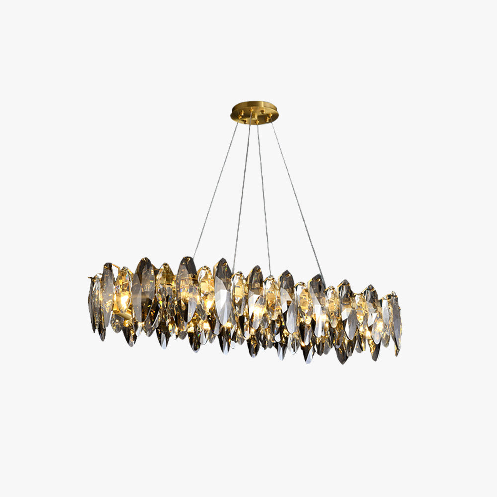 Kristy Suspension Anneau Contemporaine, Métal/Cristal, Noir/Or, Chambre à Coucher/Salle à Manger