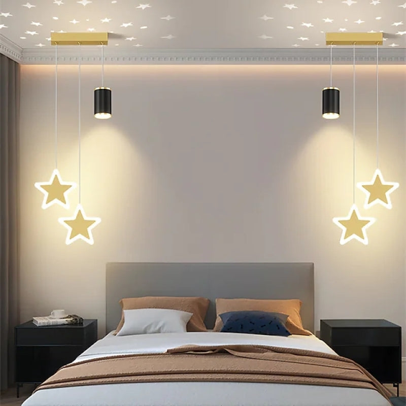 Arisha Luminaires Suspension à Projection de Lune étoile Or/Noir Métal Chambre à coucher/Bar - Neutralighting