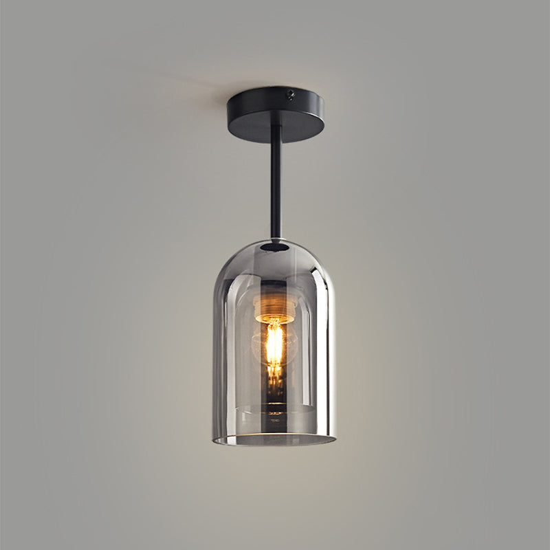 Arisha Plafonnier Cylindre Moderne, Cuivre/Verre, Cognac/Gris Fumé, Salon - Neutralighting