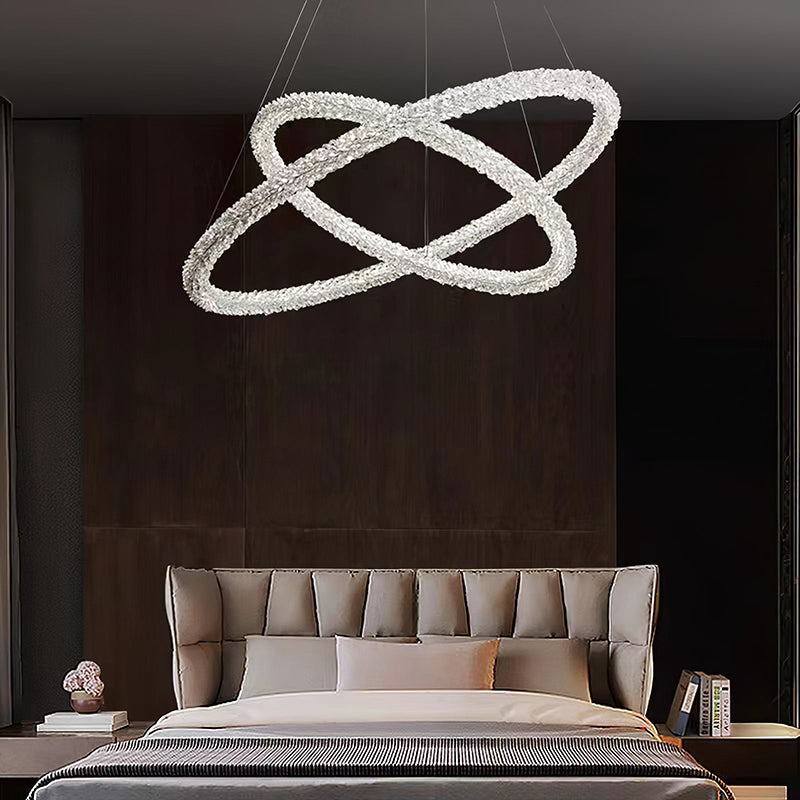 Kristy Suspension Anneau Minimaliste, Metal/Cristal, Blanc, Chambre - Neutralighting