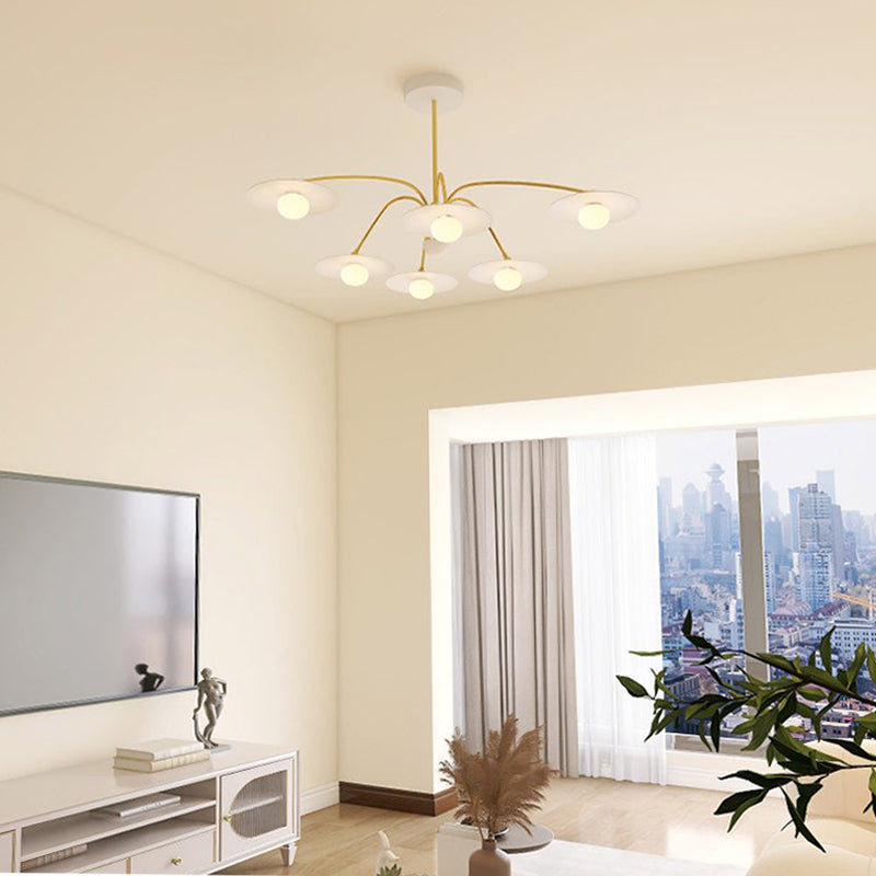 Arisha Suspension Fleur Art Déco, Métal/Verre, Blanc, Salon - Neutralighting