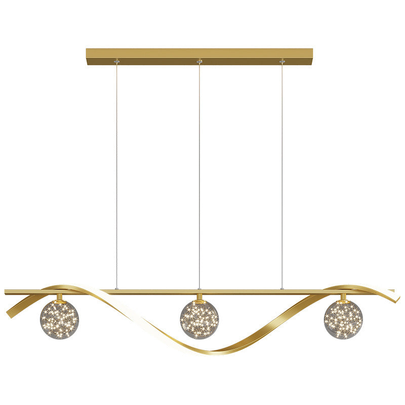 Arisha Suspension Linéaire Moderne, Métal/Verre, Noir/Or, Bar/Restaurant - Neutralighting