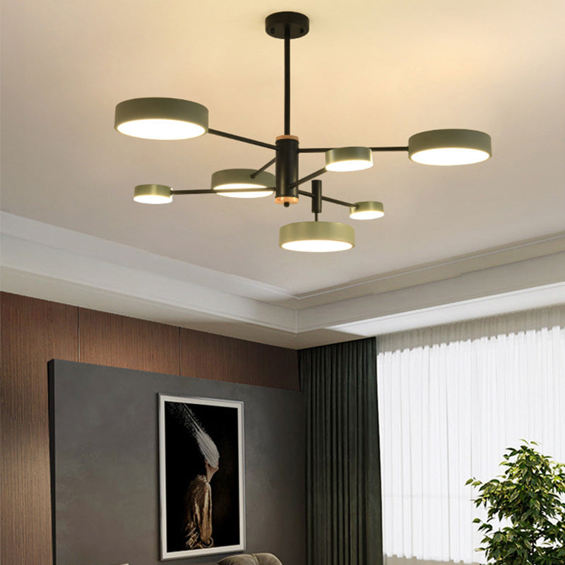 Arisha Suspension Ronde/Linéaire Moderne, Métal/Bois, Doré/Blanc/Gris, Salon - Neutralighting