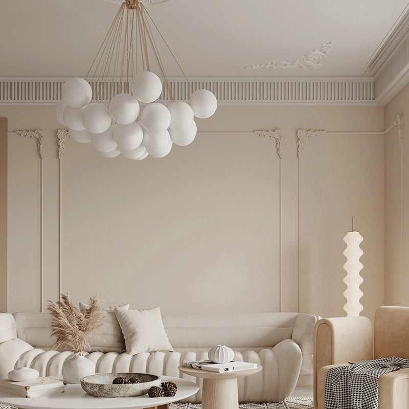 Valentina Lustre Globe Modenre, Fer/Verre, Noir/Blanc, Salon - Neutralighting