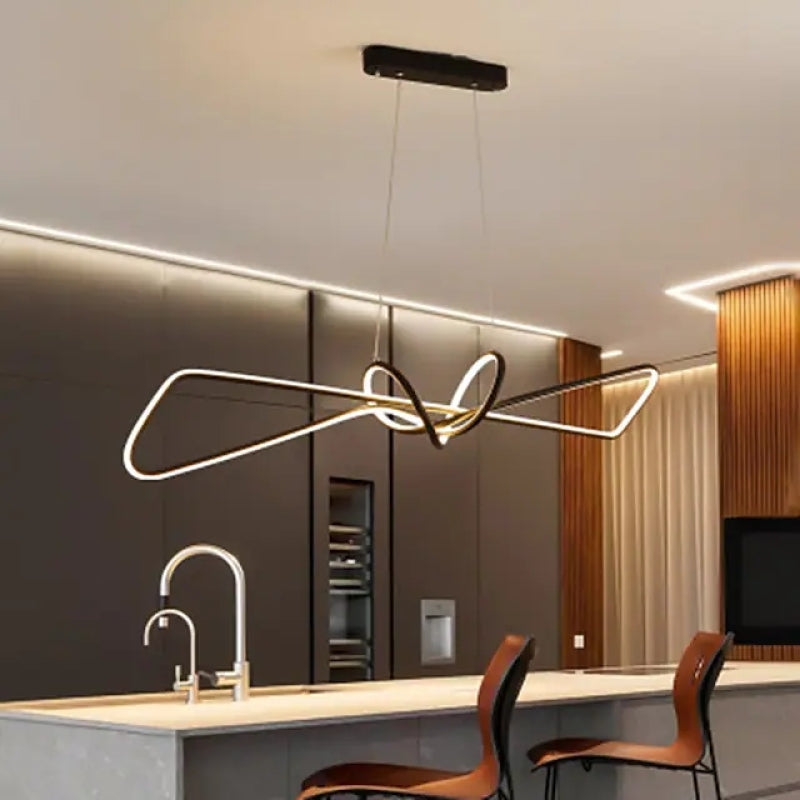 Arisha Suspension Minimalist Geometric Adjustable, Métal, Noir/Or, Salle à Manger - Neutralighting