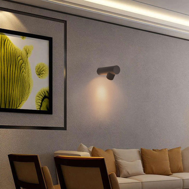 Ray Applique Murale Cylindrique Moderne, Métal/Verre, Blanc/Noir, Extérieur - Neutralighting